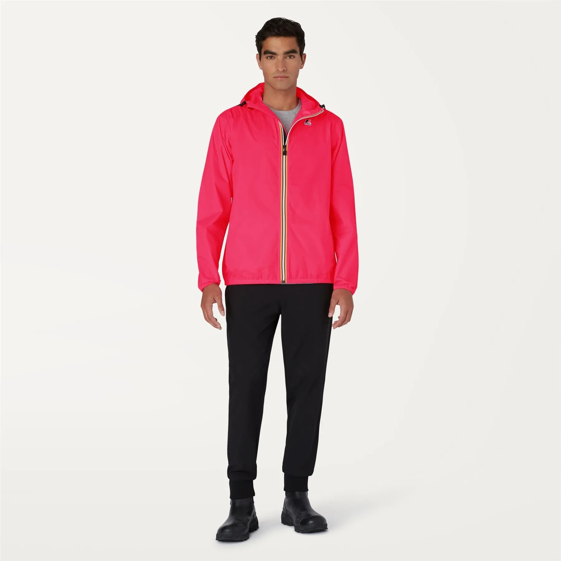 Claude - Unisex Packable Full Zip Waterproof Rain Jacket in Pink Intense