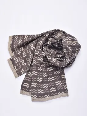 Clay Dabu Zig-Zag Print Cotton Stole