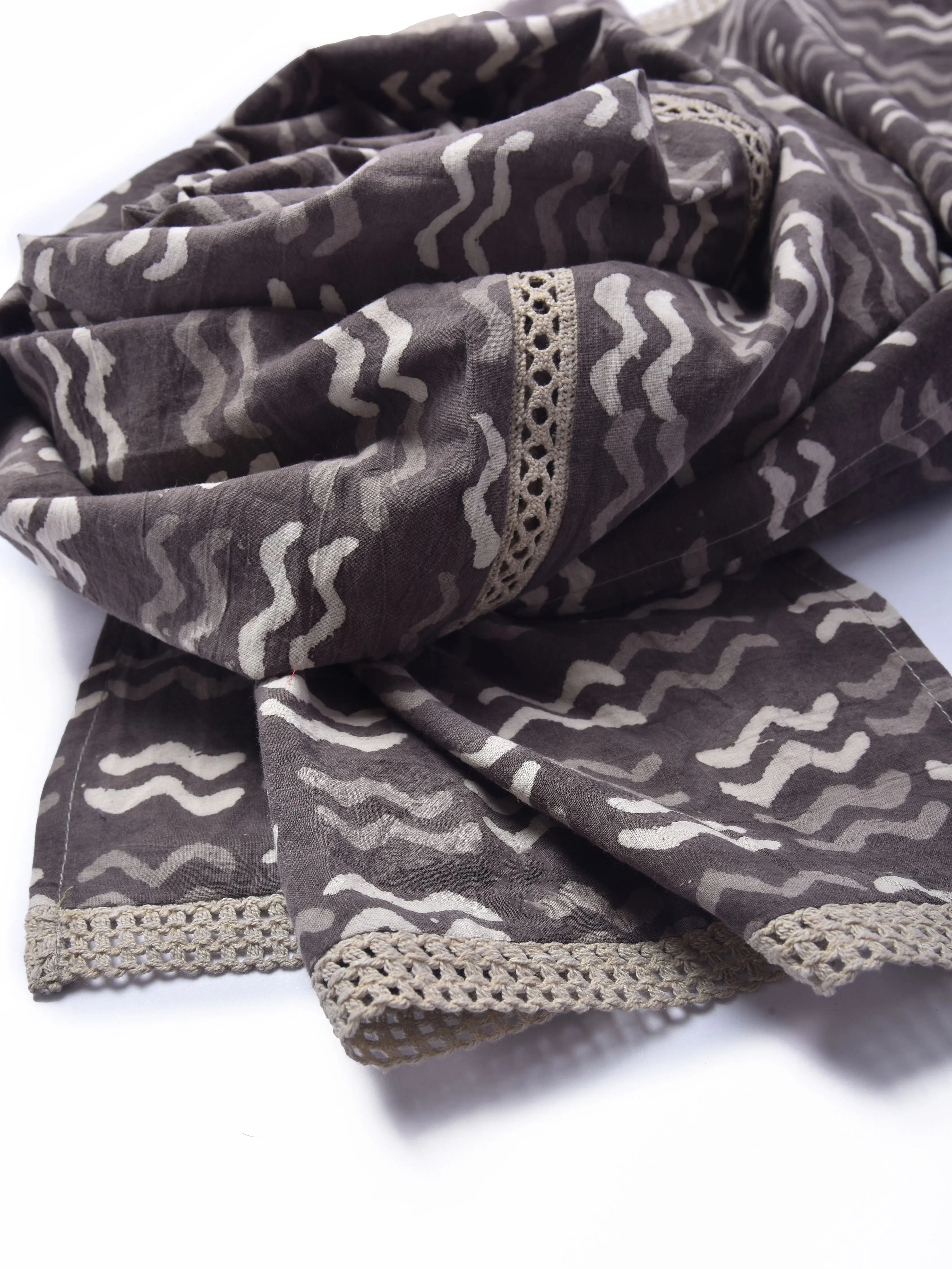 Clay Dabu Zig-Zag Print Cotton Stole