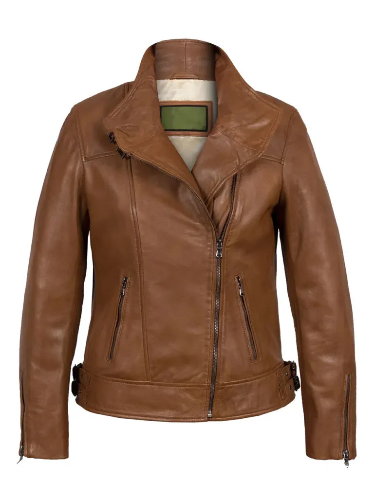 Cowl Neck Biker Leather Jacket