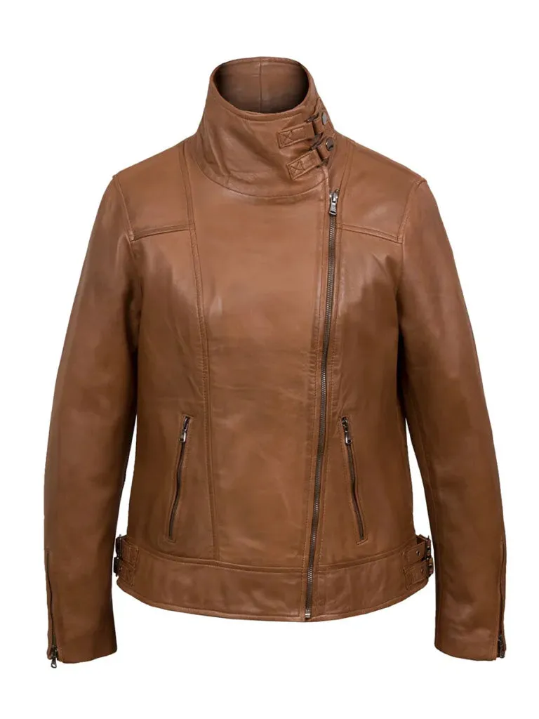 Cowl Neck Biker Leather Jacket