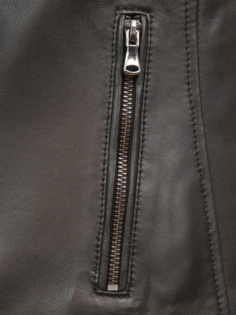 Cowl Neck Biker Leather Jacket