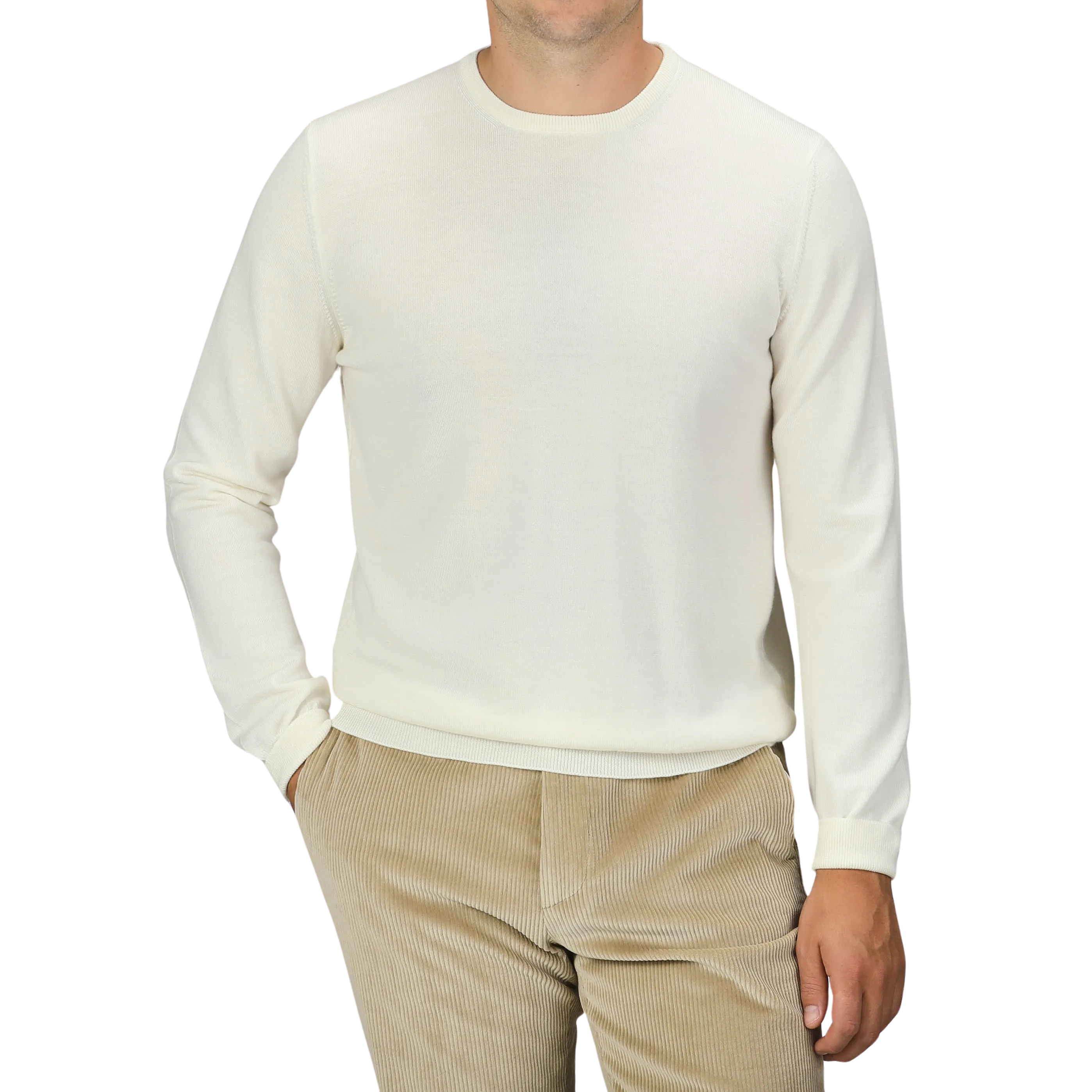 Cream Extra Fine Merino Crew Neck