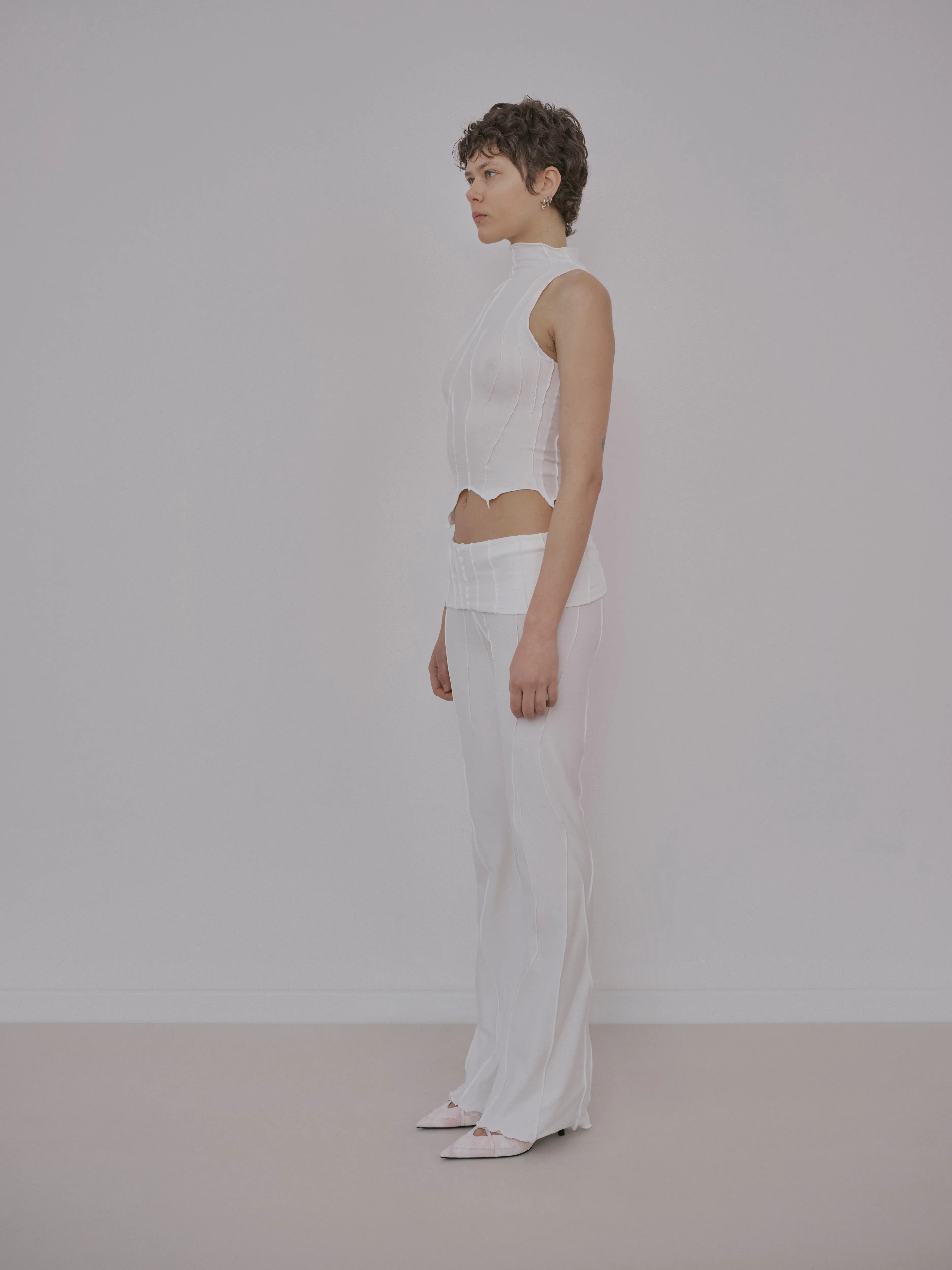 Cream Waist Band Trousers