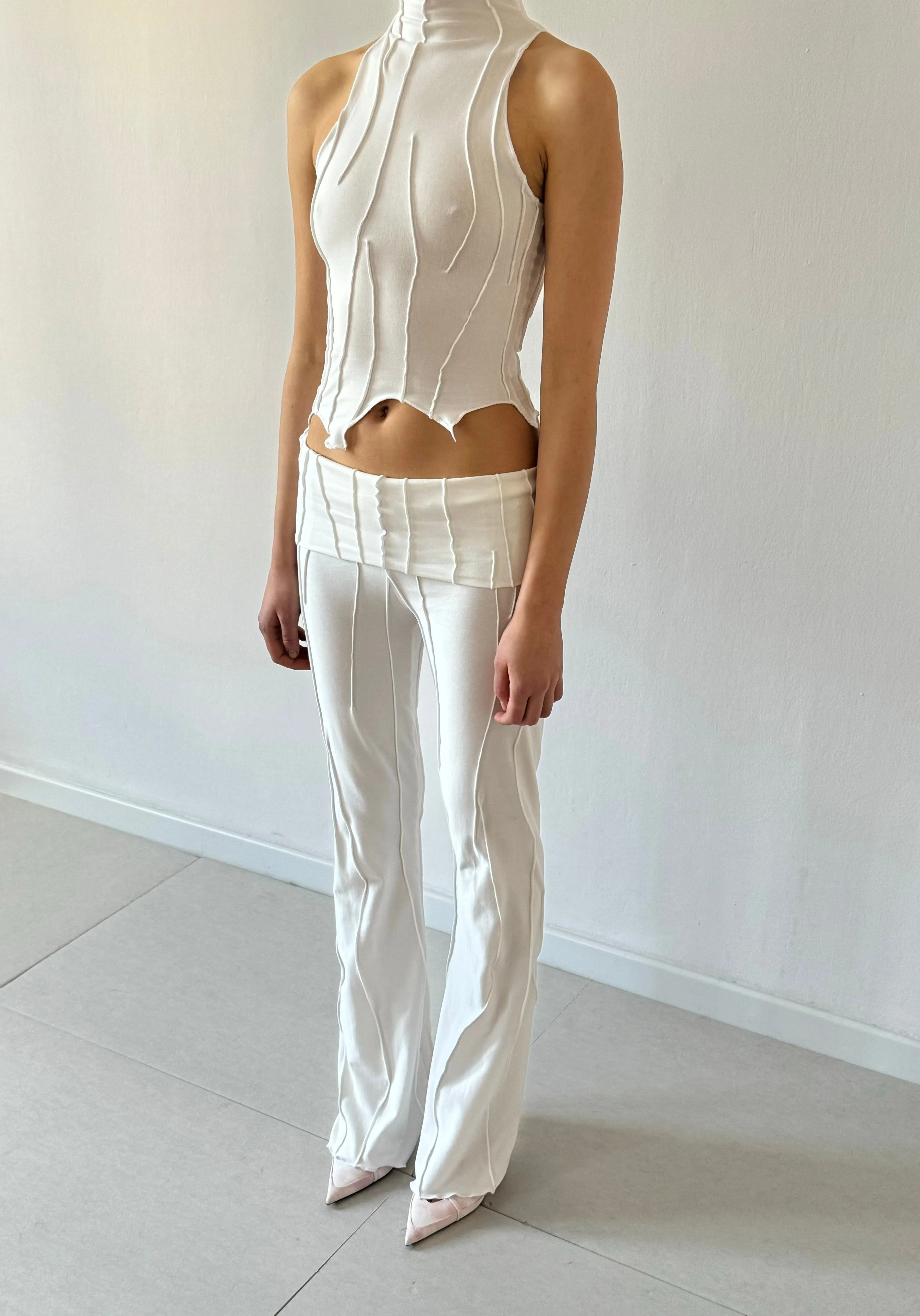 Cream Waist Band Trousers