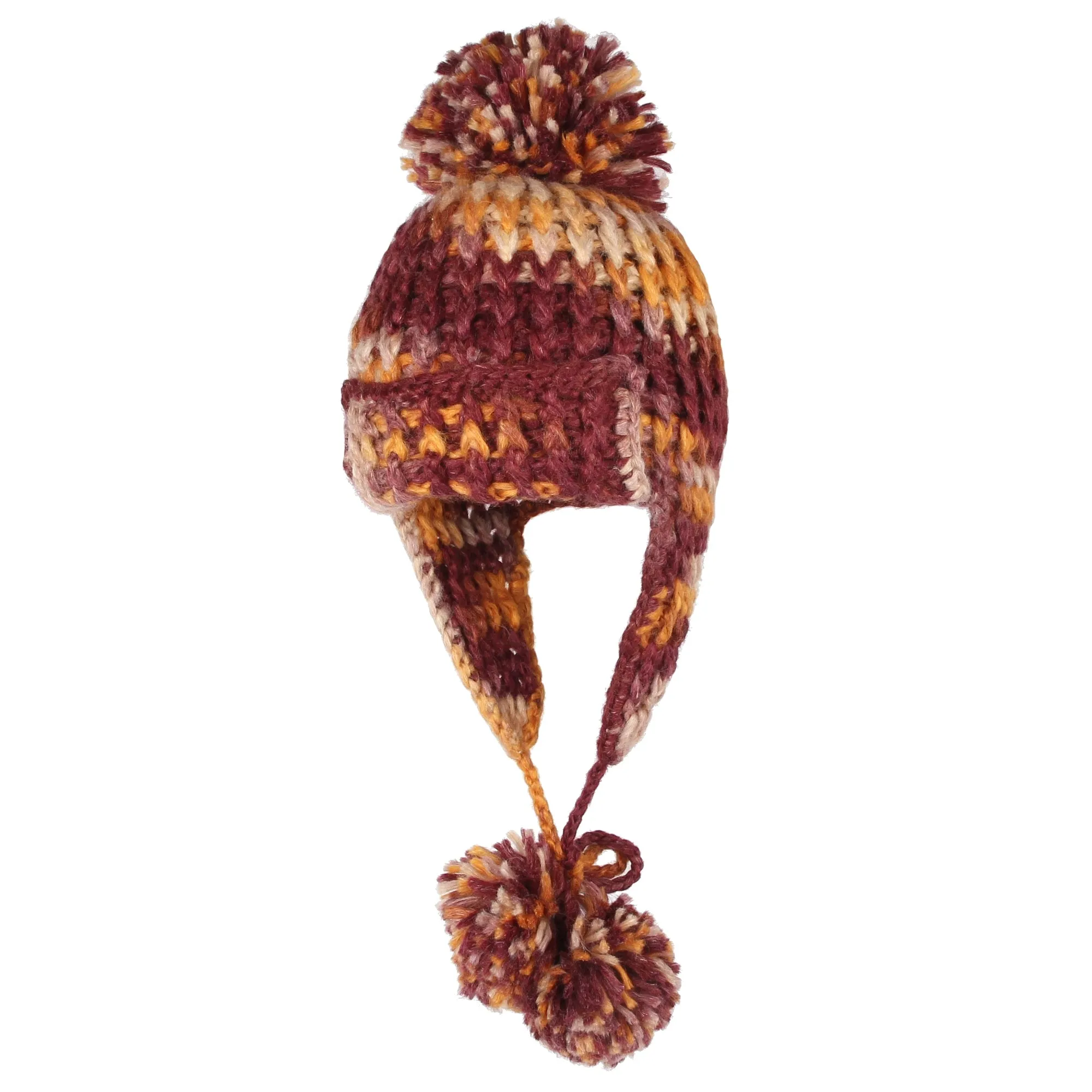 Crochet Thick Cable Knit Beanie Hat Pom Earflaps Cap BZ70013