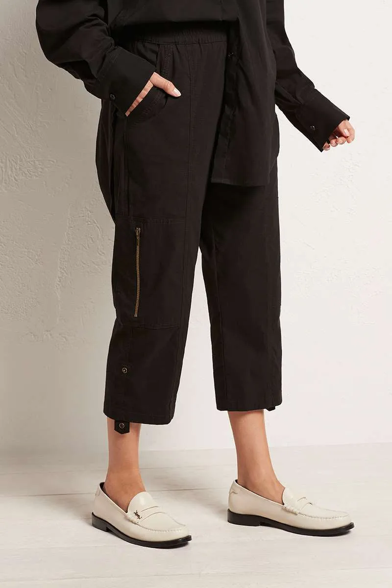 Cropped Zip Cargo F65 1386 in Black, White & French Navy by Mela Purdie