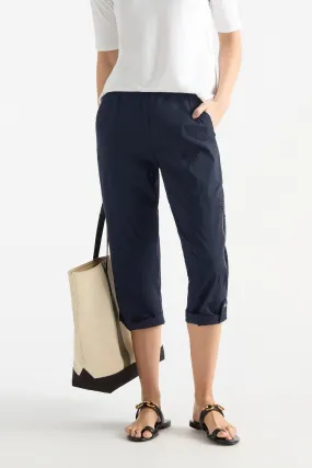 Cropped Zip Cargo in French Navy