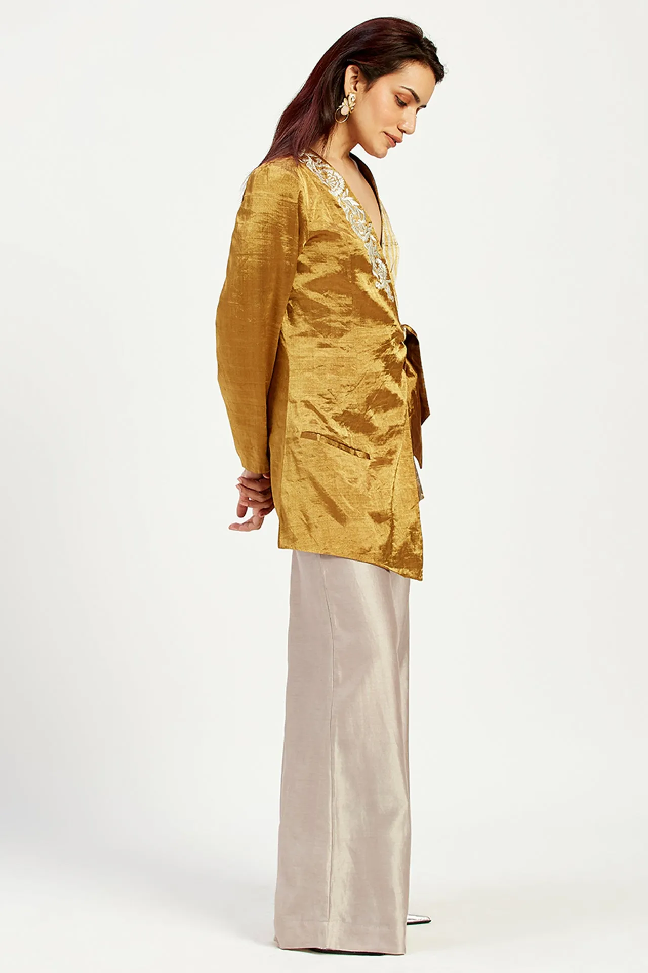 Cusco - Golden Bow Blazer   Wide Leg Pants