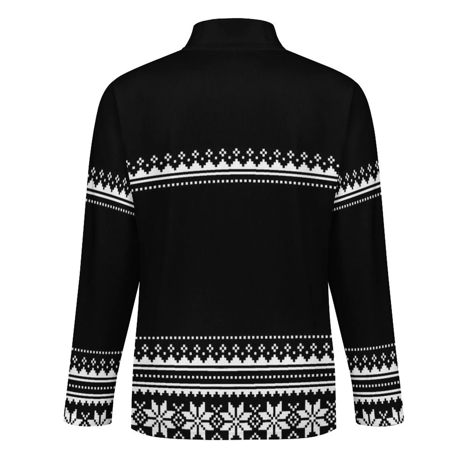 Custom Face Black Long Sleeve Men's Sweater Polos for Christmas