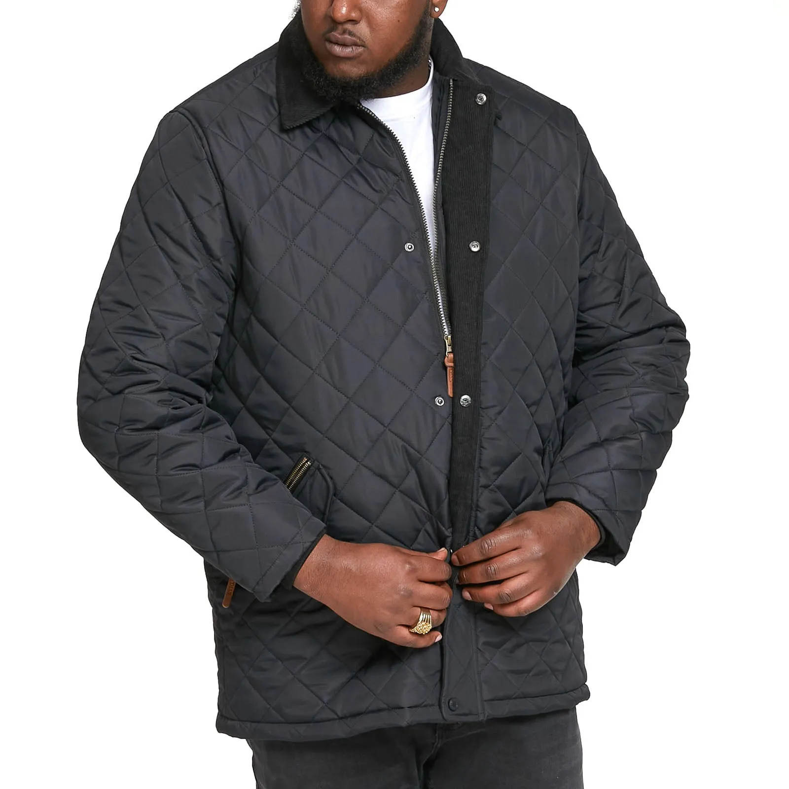 D555 Mens Matias Big & Tall Quilted Jacket - Black