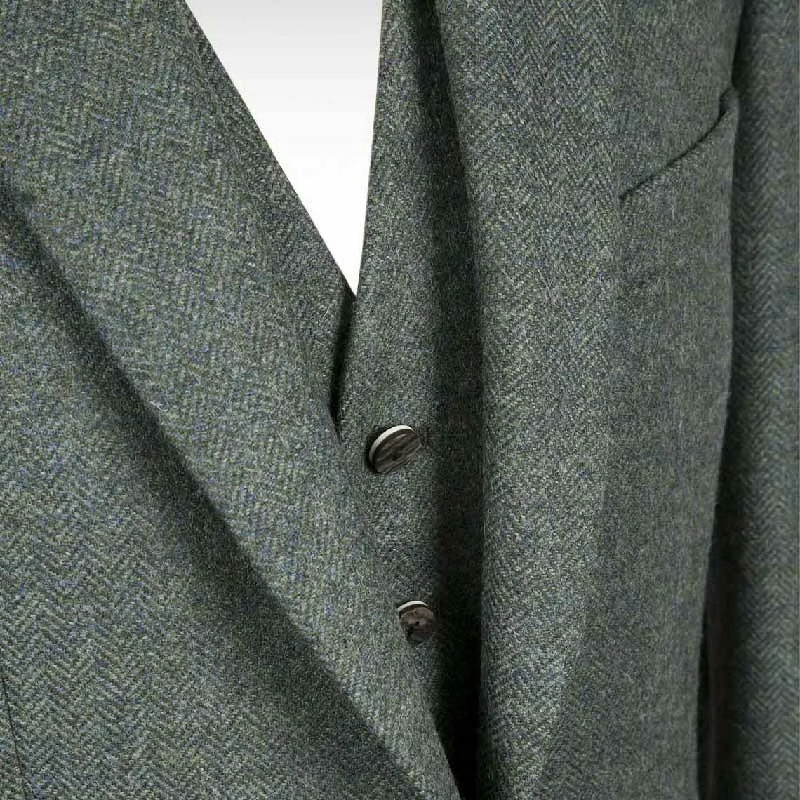 Dark Green Herringbone Tweed Braemar Jacket & Waistcoat