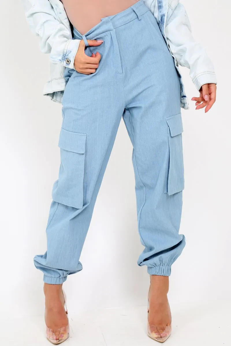 Denim Cuffed Cargo Pants - Galya