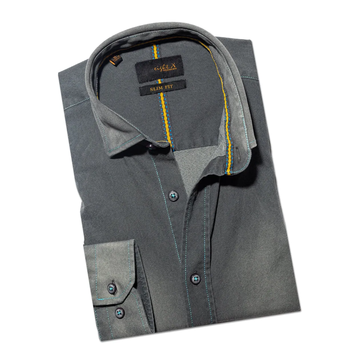 Denim Stretch Button Down Shirt - Cement Grey