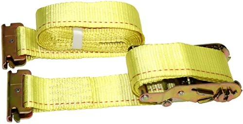 DKG 2” x 12’ E Track Ratchet Straps – Ideal Enclosed Trailer Tie Down & Dry Van Cargo Straps – Standard E Track Spring Fittings or Connectors – Heavy Duty Steel Ratchet & Polyester Webbing (4 Pack)