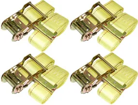 DKG 2” x 12’ E Track Ratchet Straps – Ideal Enclosed Trailer Tie Down & Dry Van Cargo Straps – Standard E Track Spring Fittings or Connectors – Heavy Duty Steel Ratchet & Polyester Webbing (4 Pack)