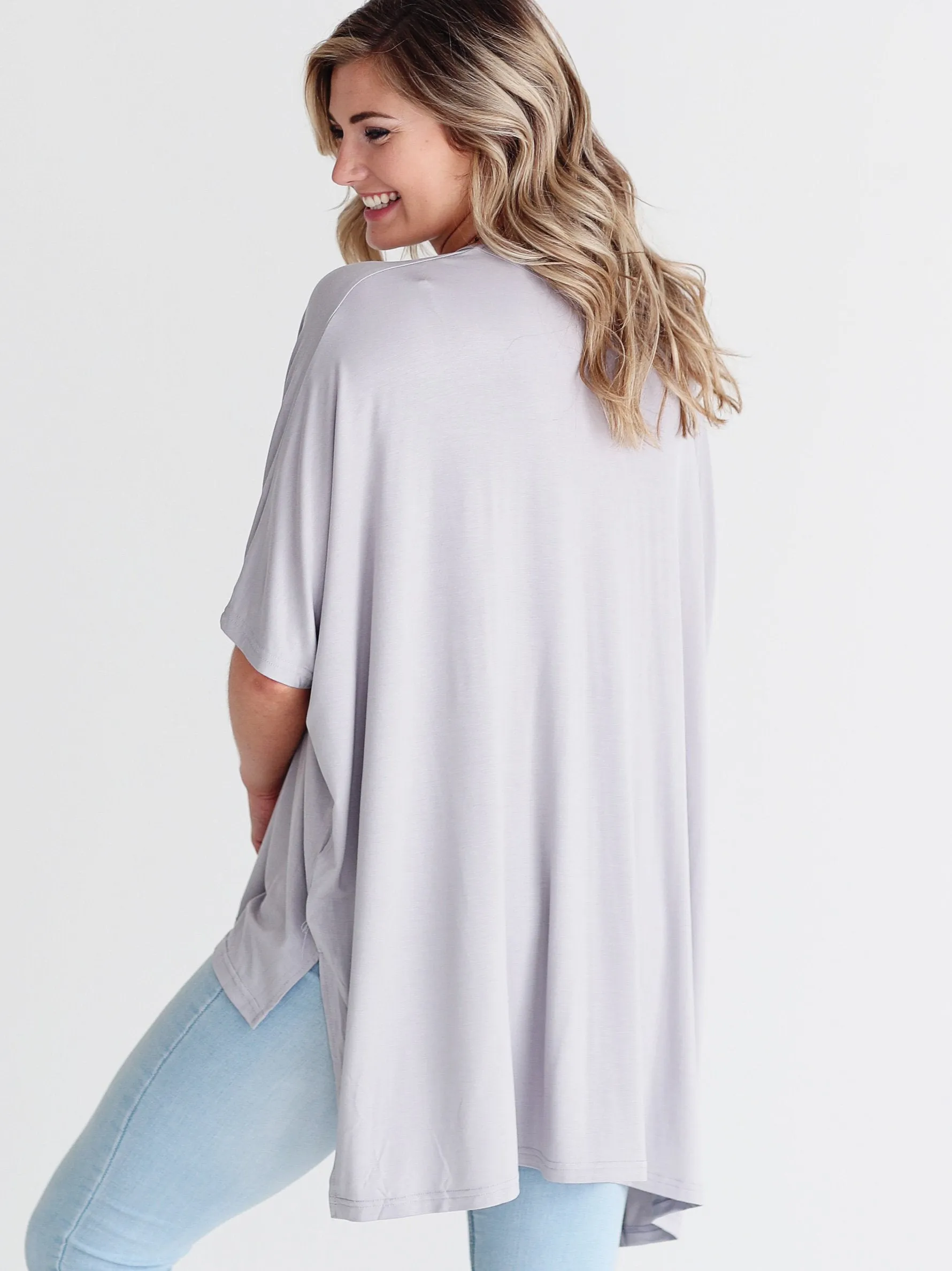 Dove Gray Dolman Sleeve