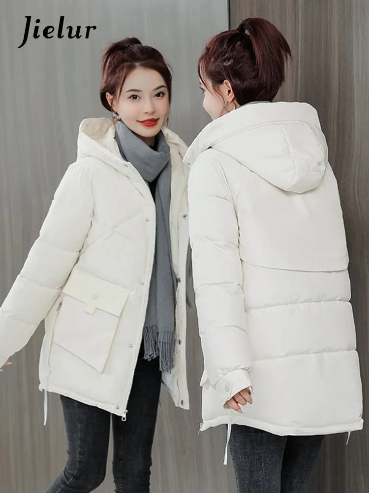 Down Cotton Jackets Winter Korean Women Parkas Loose Thickened Hooded Warm Coat Woman Mid-length Blue Khaki Jacket M-XXL