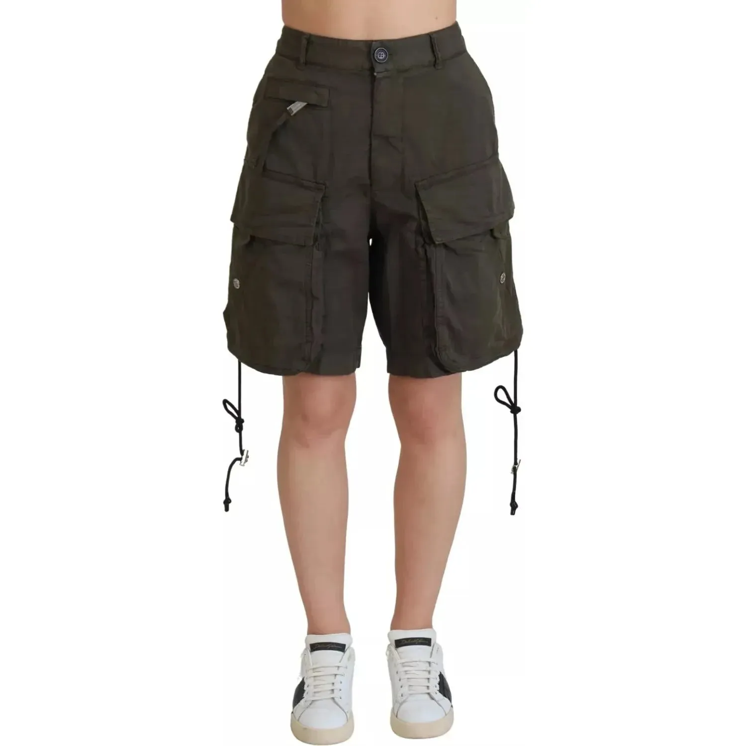 Dsquared² Green High Waist Cargo Bermuda Women Shorts