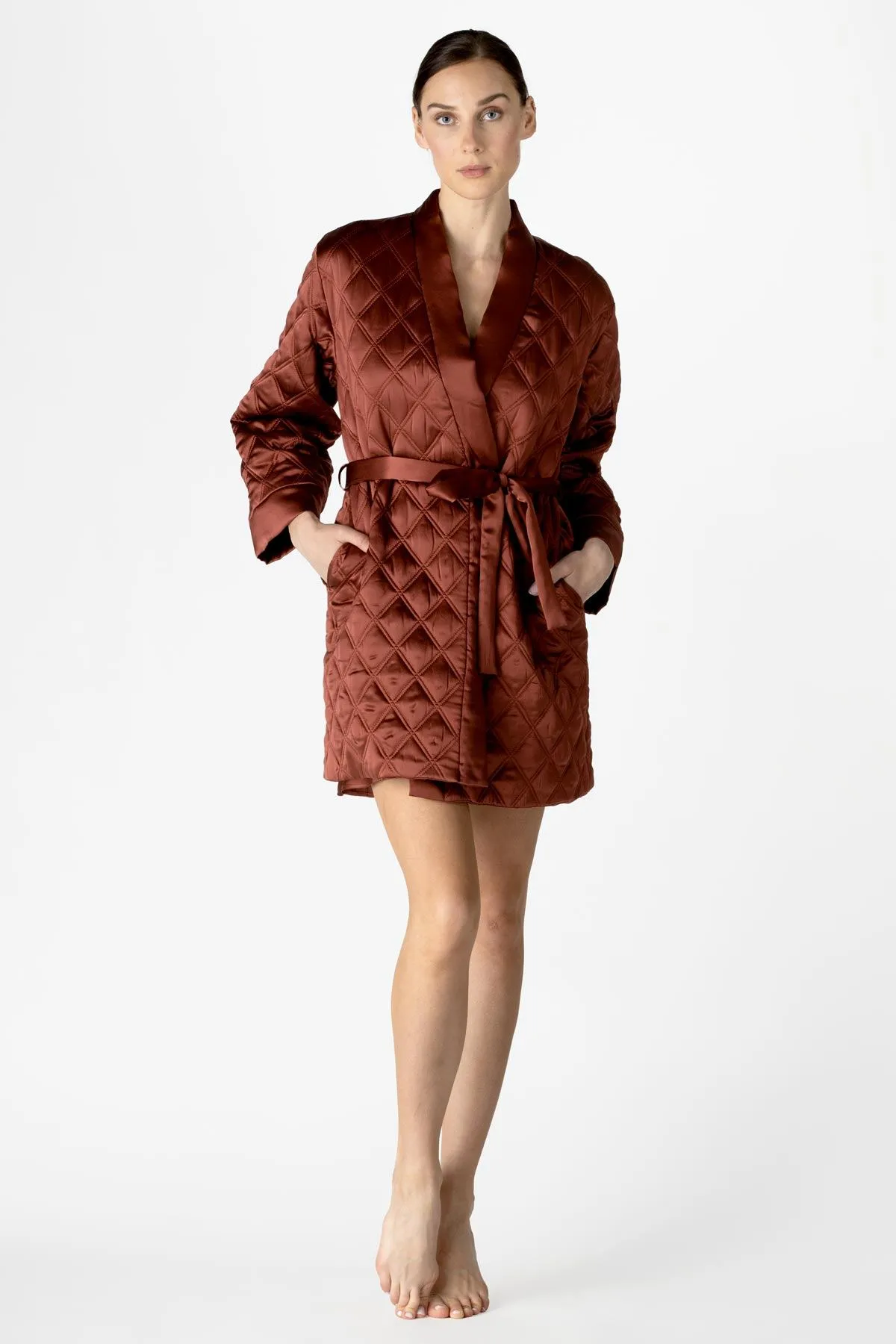 Dylan Quilted Short Silk Robe