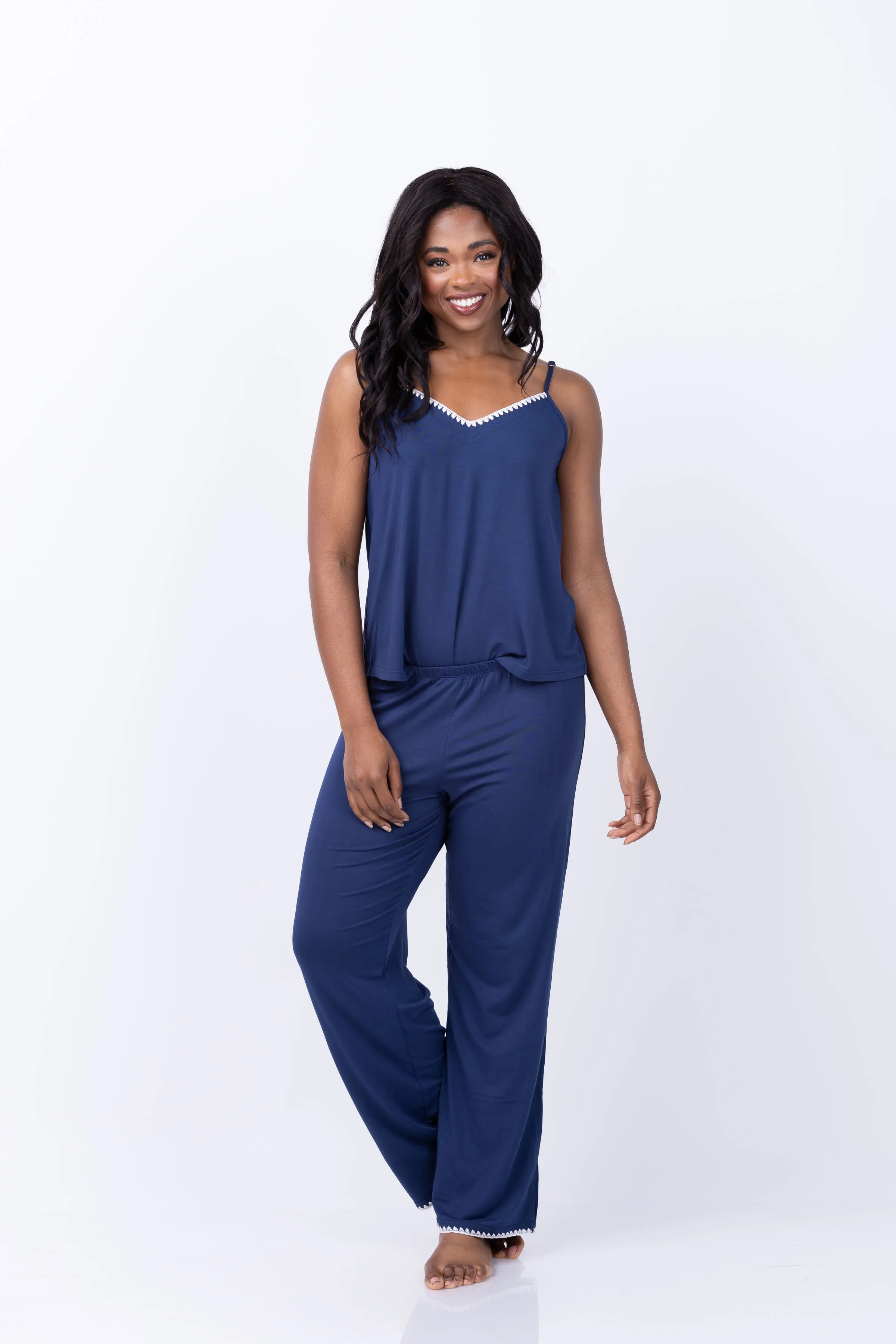 Eberjey Frida Cami & Pants Pj Set in Navy/Ivory