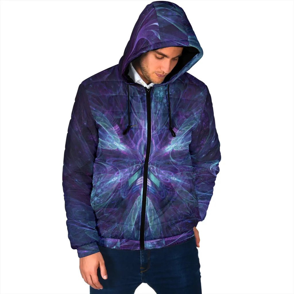 Electric Bloom Mens Padded Hooded Jacket | Cameron Gray