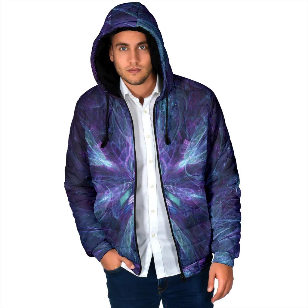 Electric Bloom Mens Padded Hooded Jacket | Cameron Gray