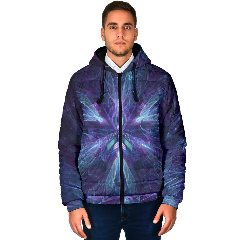 Electric Bloom Mens Padded Hooded Jacket | Cameron Gray