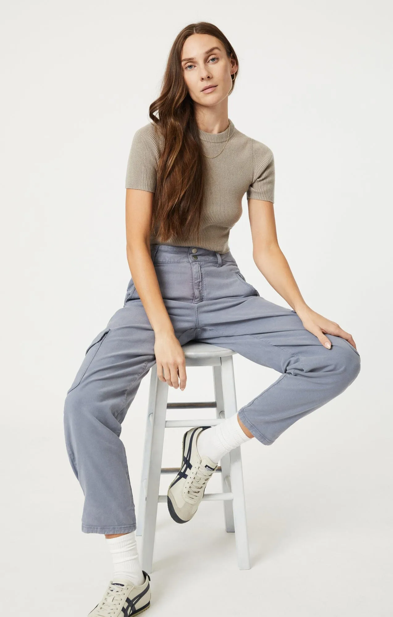 ELSIE CARGO PANTS IN FLINT STONE LUXE TWILL