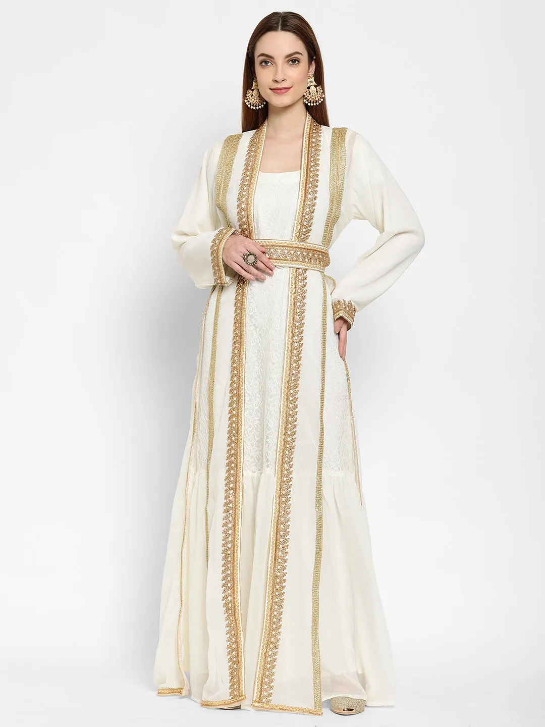 Embroidered Maxi With Lace Work