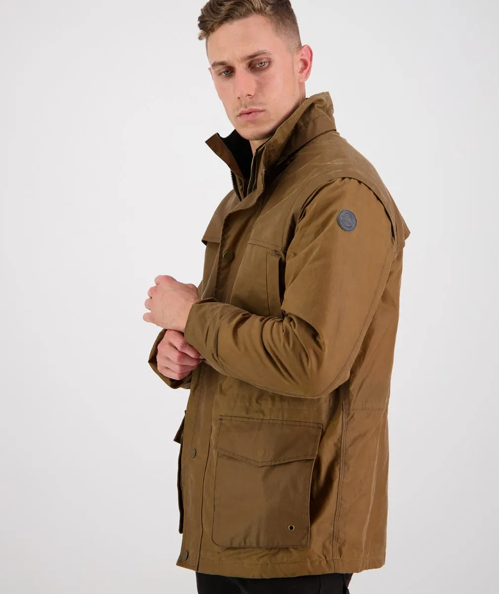 Evans Flat Oilskin Jacket - Tan