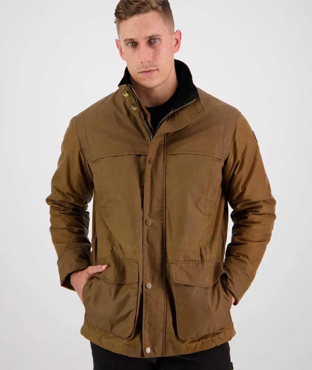 Evans Flat Oilskin Jacket - Tan