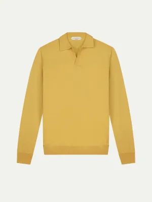 Extrafine Merino Buttonless Polo Mustard