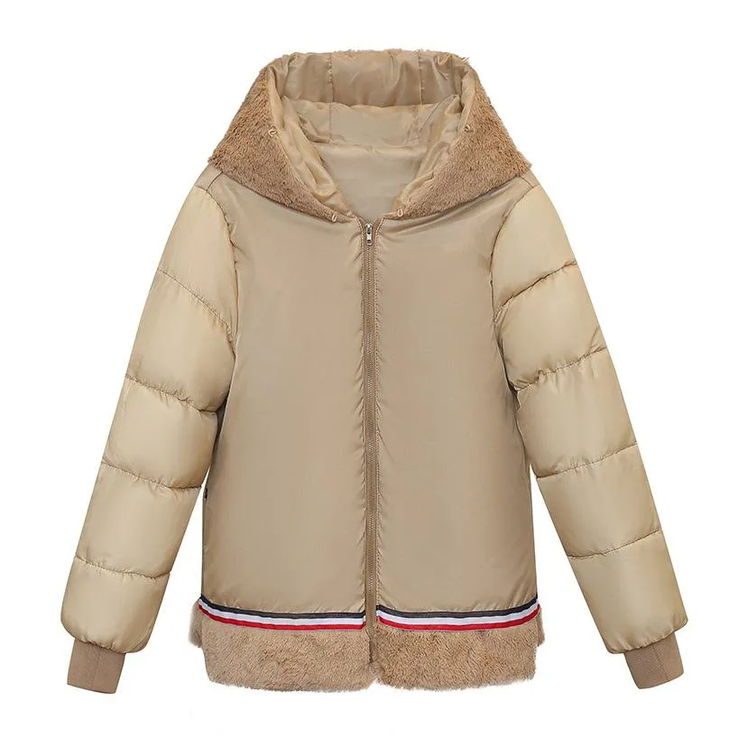 Fleece-Lined Faux Fur Collar Detachable Hooded Parka