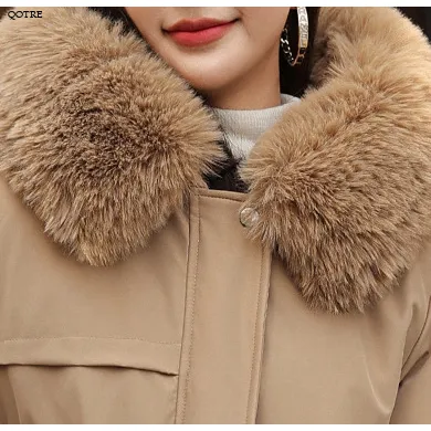 Fleece-Lined Faux Fur Collar Detachable Hooded Parka