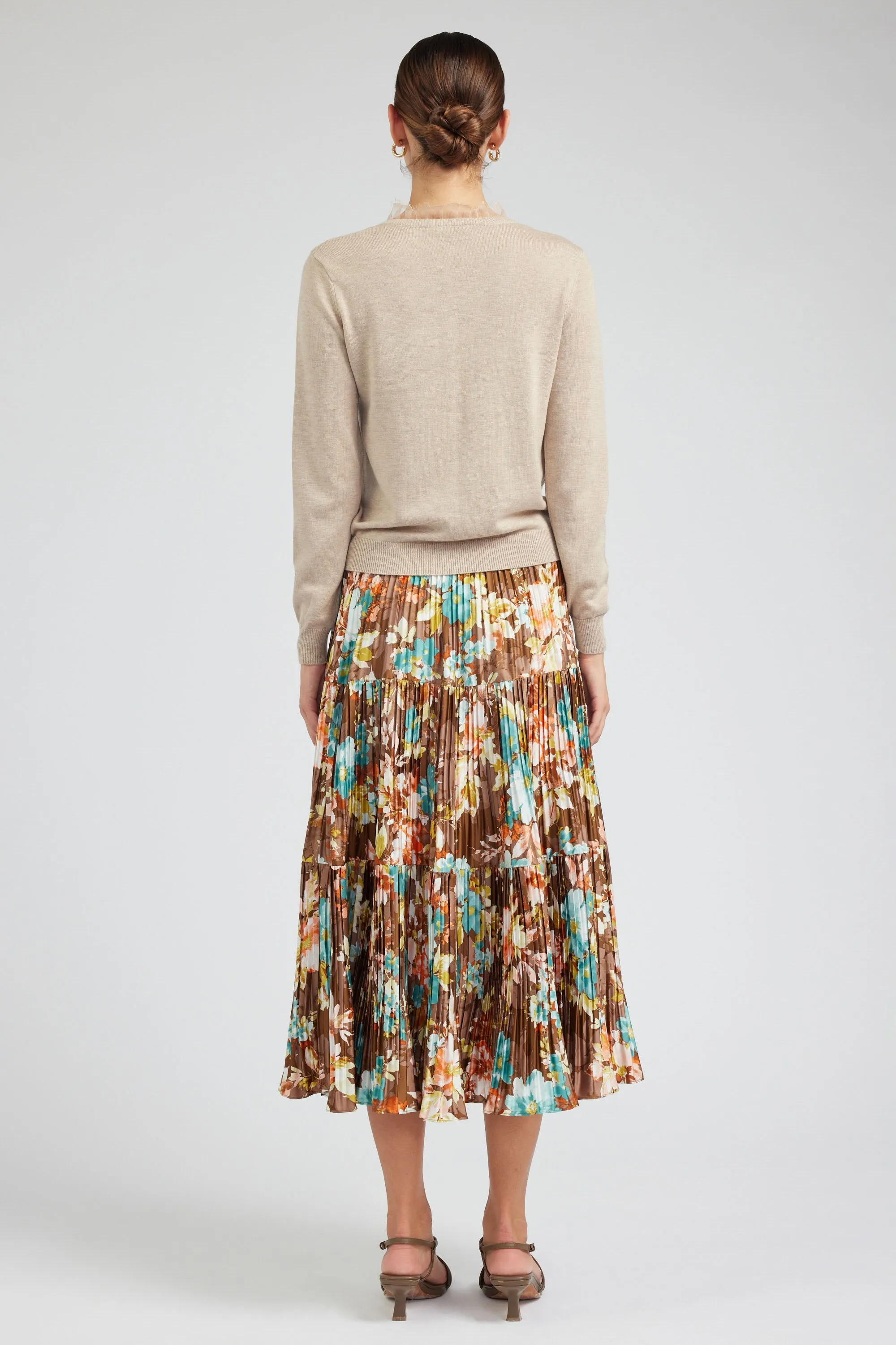 Floral Pleated Midi Skirt