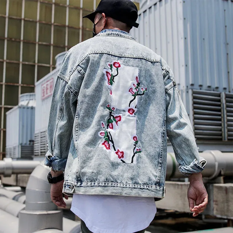 Flower Embroidered Jeans Coats Jacket