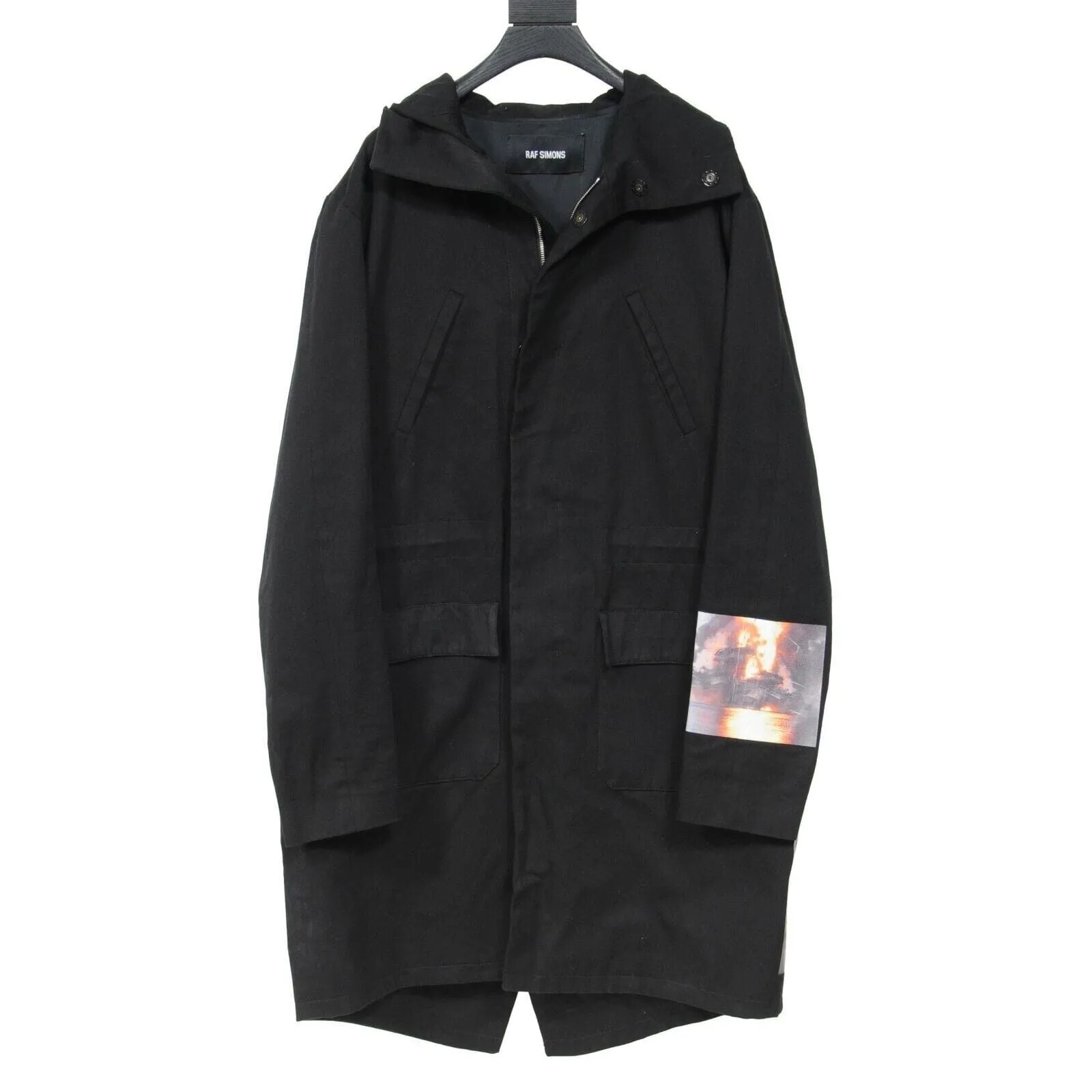 FW15 Photos Montage Patchwork Black Parka Jacket Coat