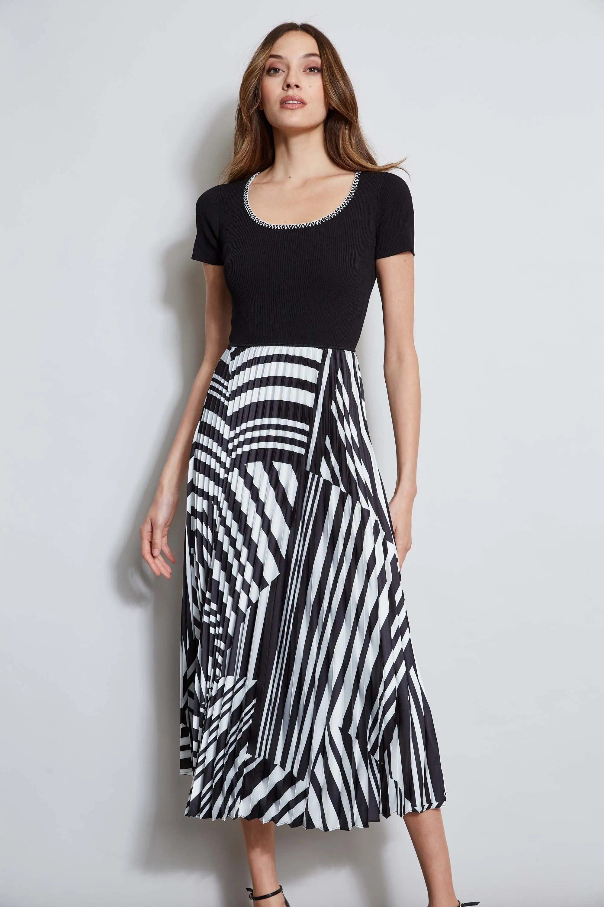 Geometric Pleated Dress