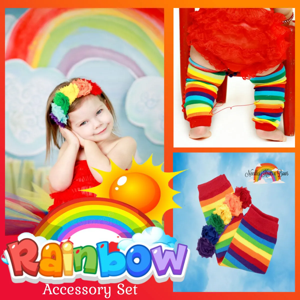 Girls Rainbow Headband & Leg Warmer Set, Girls Accessories