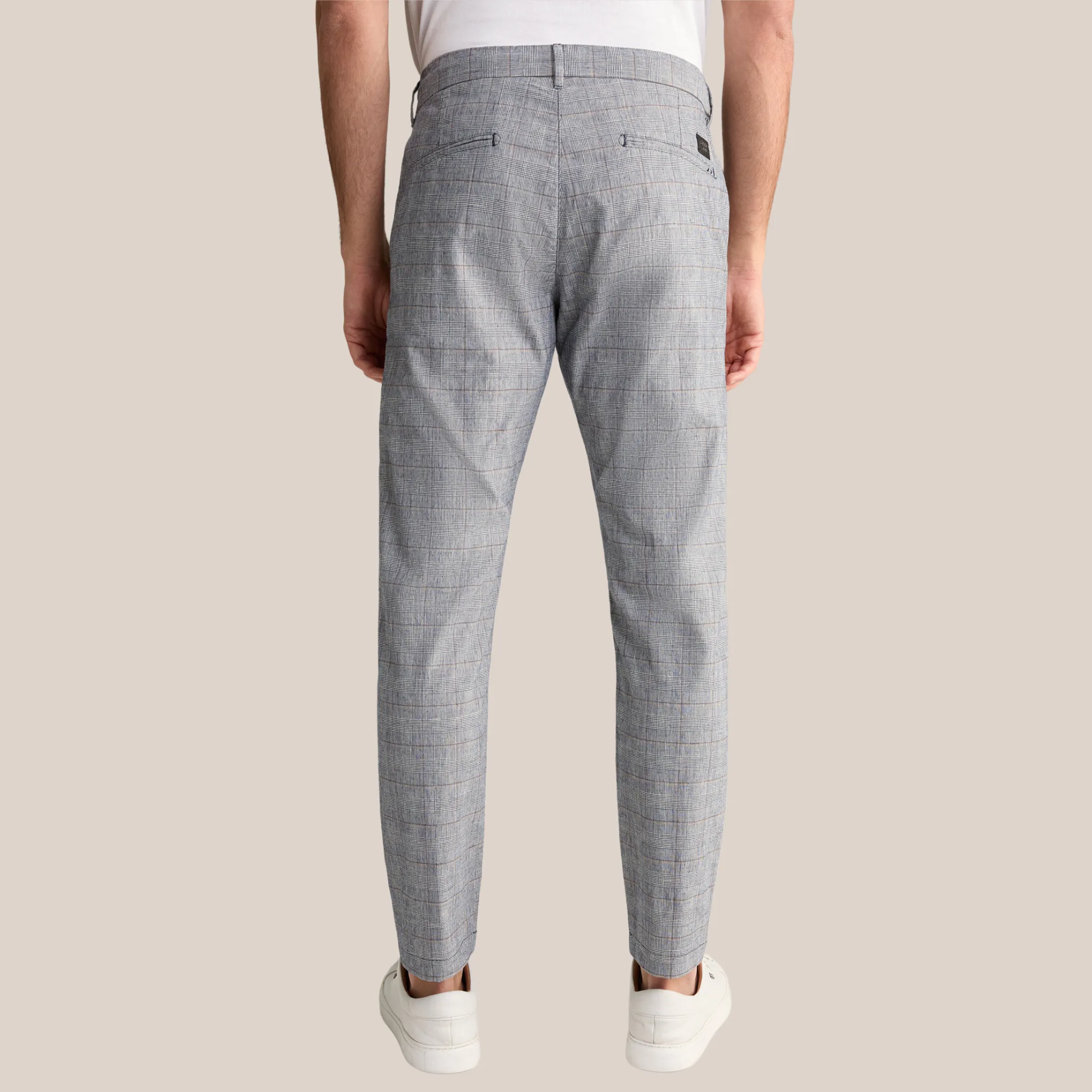 Glen Check Drawstring Chinos - Grey