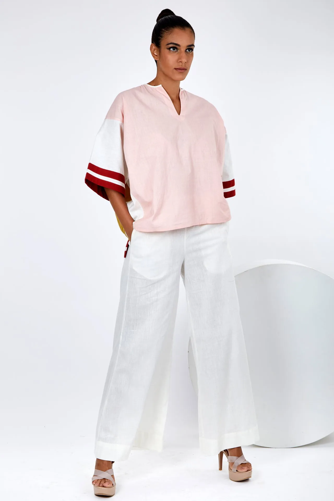 Goro - Panelled Boxy Top   Wide Leg Pants