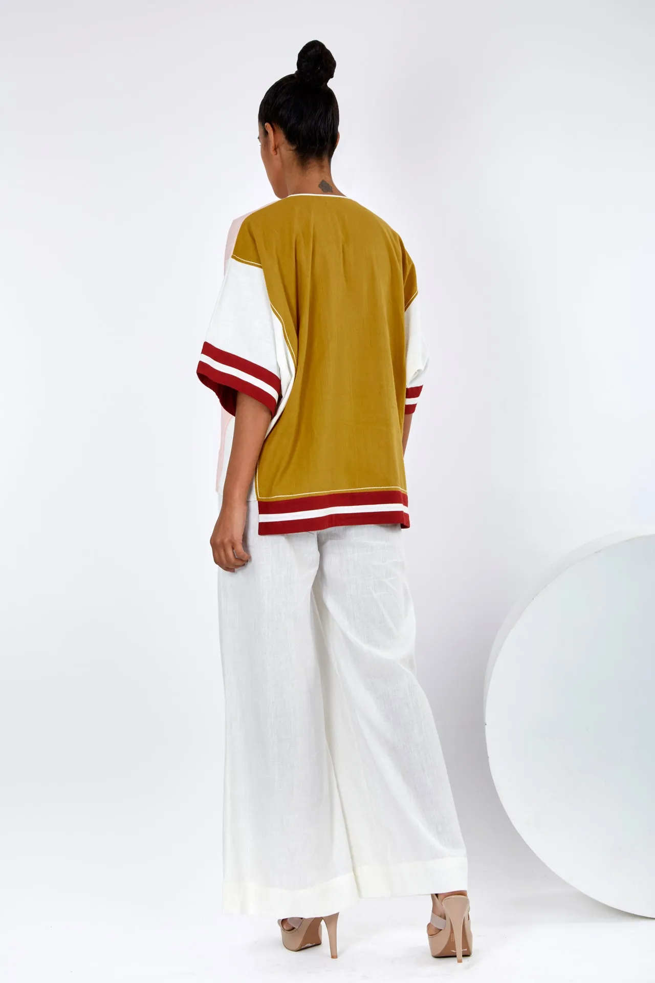 Goro - Panelled Boxy Top   Wide Leg Pants