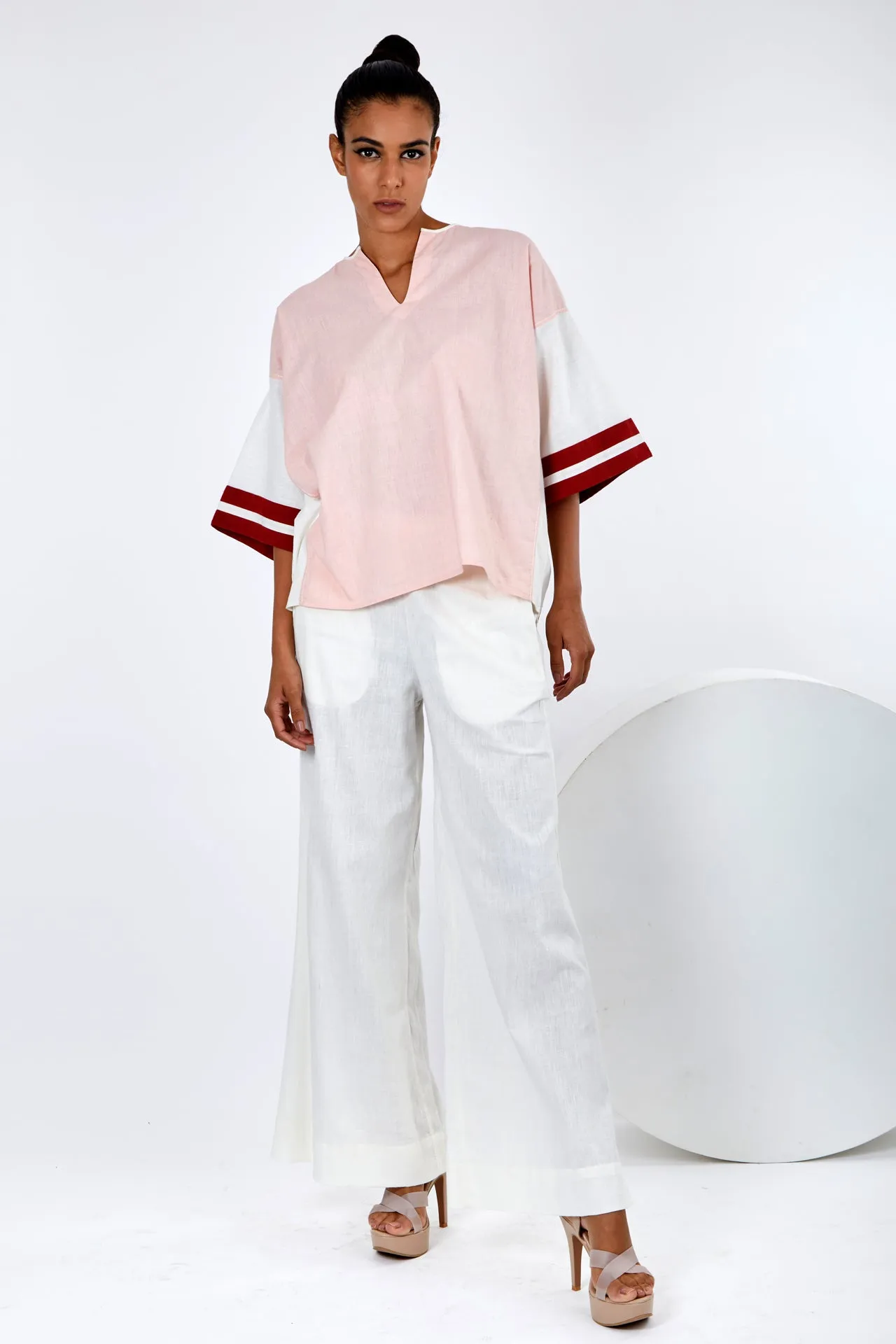 Goro - Panelled Boxy Top   Wide Leg Pants