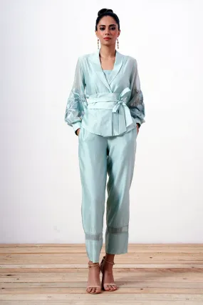 Grace - Mint Wrap Top with Ankle Pants