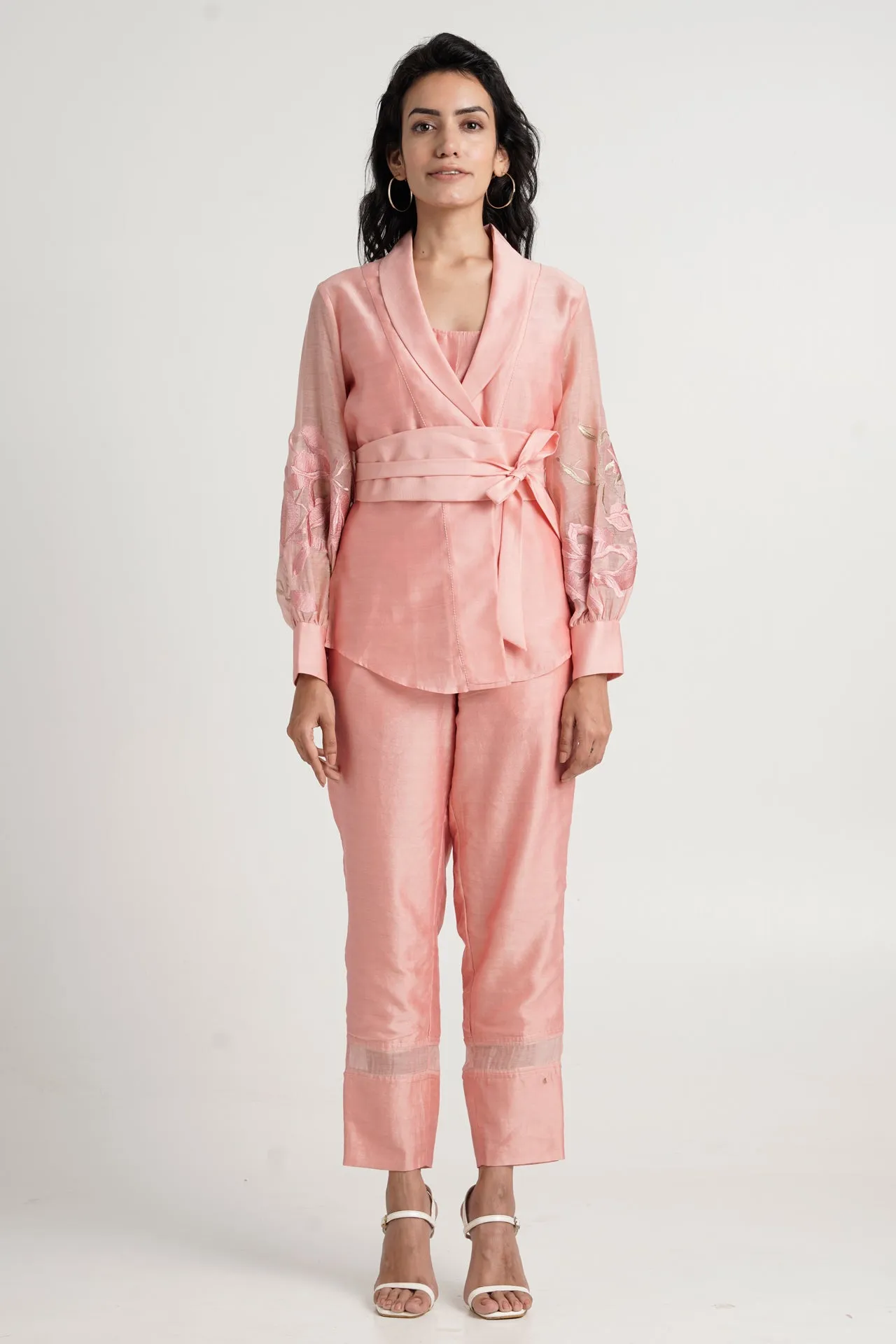 Grace - Old Rose Wrap Top with Ankle Pants