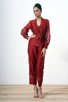 Grace - Sangria Wrap Top with Ankle Pants