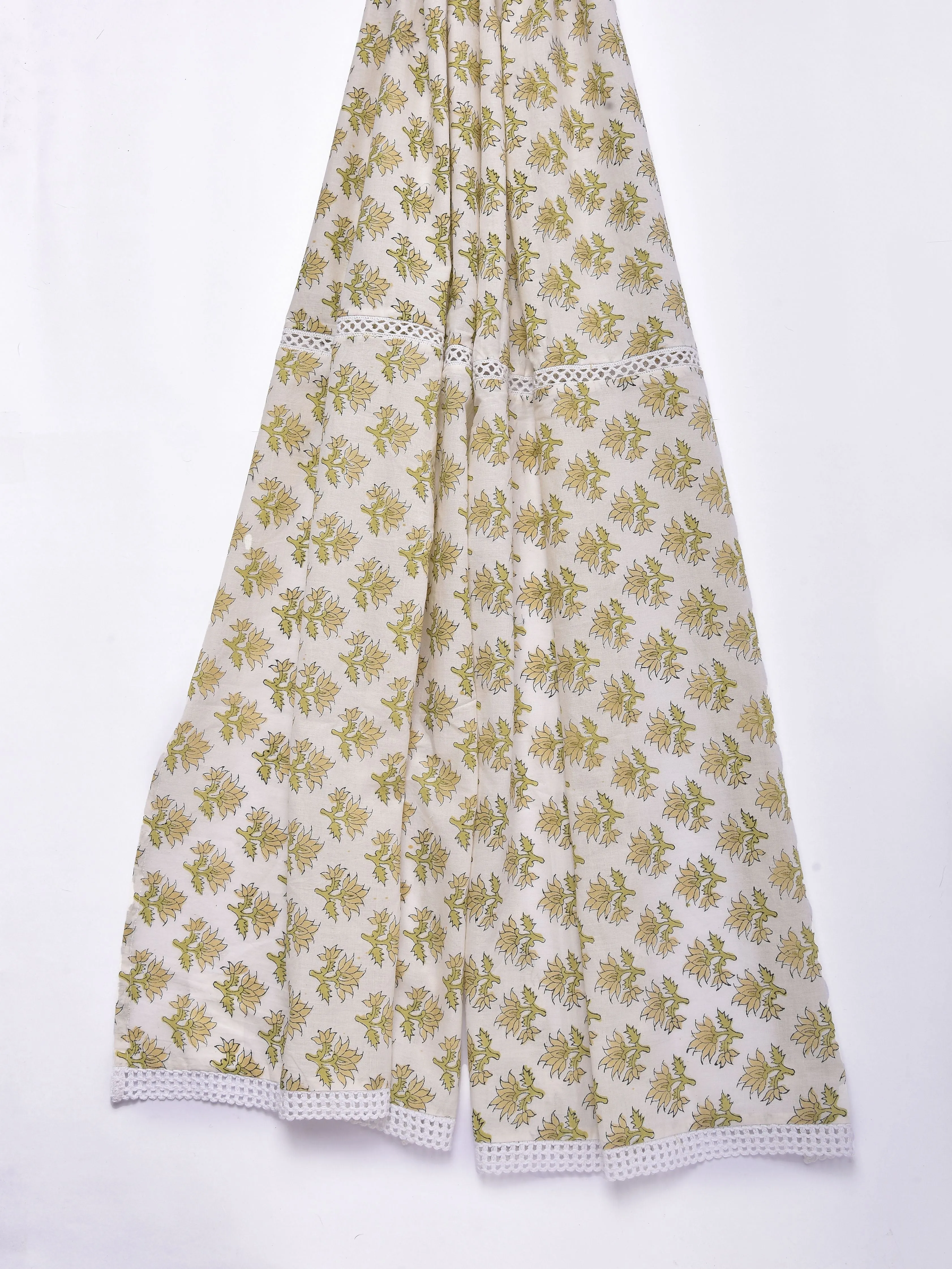 Green Buta On Off White Print Cotton Stole