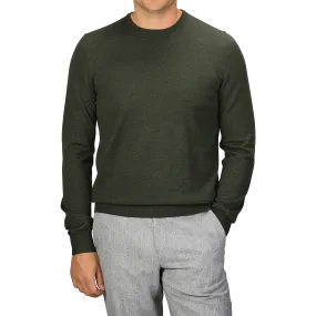 Green Melange Extra Fine Merino Crew Neck