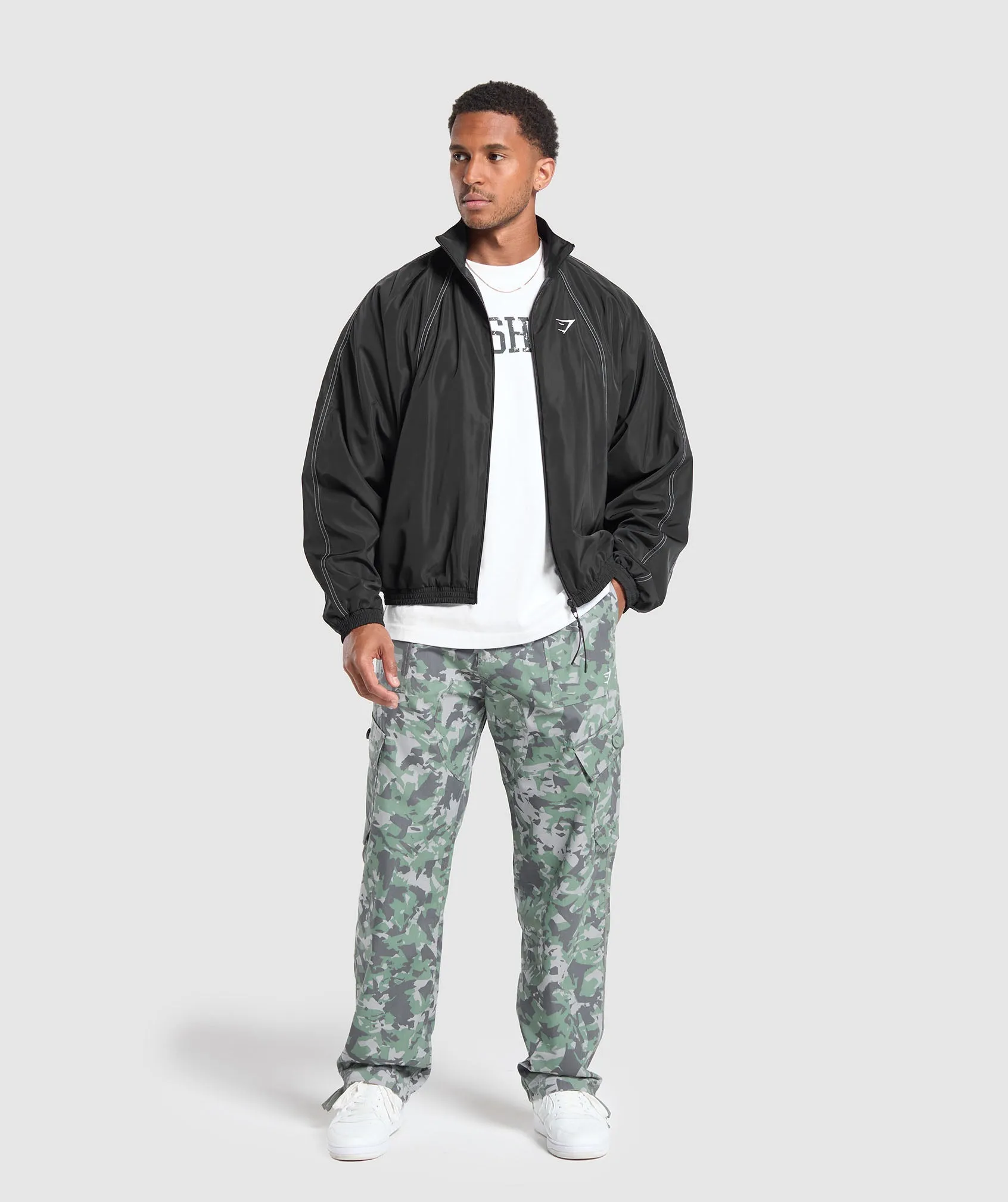 Gymshark Camo Print Woven Cargo Pants - Unit Green